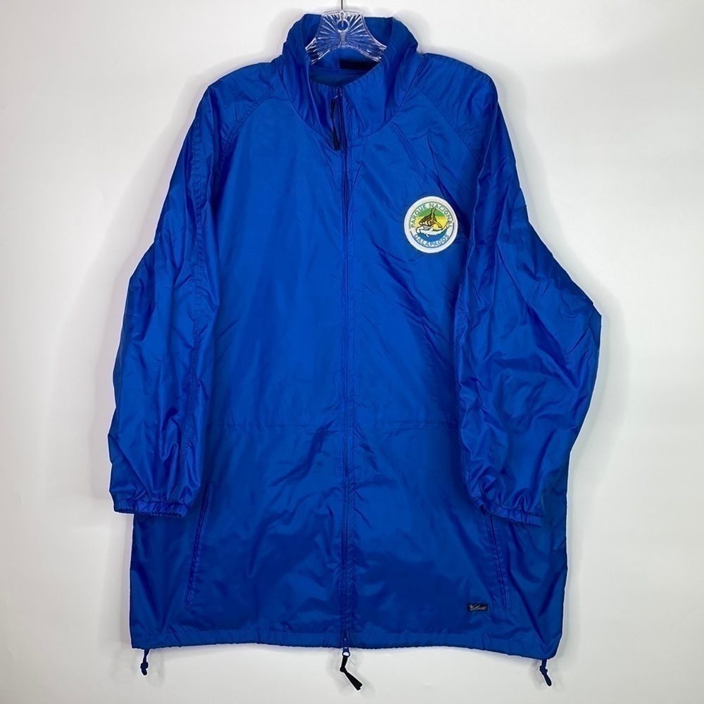 Vintage Woolrich Parque Nacional Galapagos Blue Lightweight Hooded Jacket XL